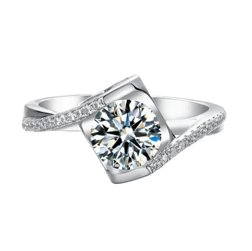 18K Gold Moissanite  D Color VVS1 Diamond Round cut