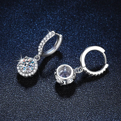 925 Sterling Silver 1 Carat Moissanite Round Earrings Daily