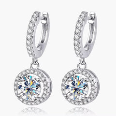 925 Sterling Silver Round Bag Pendant Earrings Plated 18k Fine
