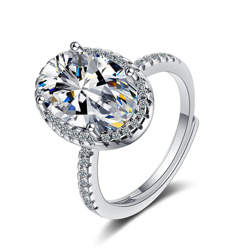 Oval Cut Full Simulated Moissanite Engagement Ring for Women