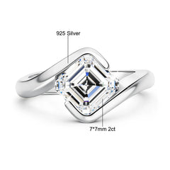 2ct Asscher Cut Moissanite ring 18k Gold plated for Women Asscher Cut
