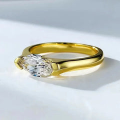 14K Gold Marquise Moissanite Diamond Ring Sterling Silver Party Wedding Band