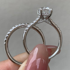 Newshe Moissanite Bridal Rings Set for Women Radiant cut