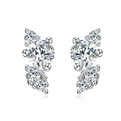 925 Sterling Silver Bling Cluster Stud Earring Delicate Charm round