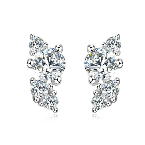 925 Sterling Silver Bling Cluster Stud Earring Delicate Charm round
