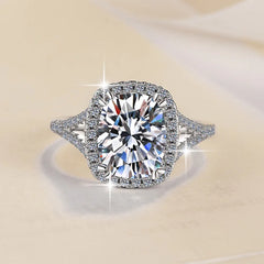 Moissanite 4 Carat PT950 Platinum Cushion-Cut Women's Ring