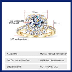 8MM Brilliant Diamond Wedding Finger Rings Silver Band Plated 18K Gold