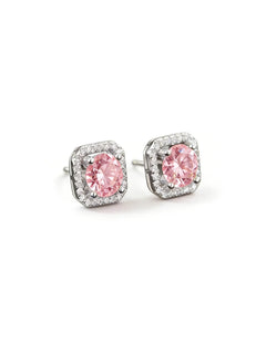 S925 Sterling Silver Moissanite Square Pave Stud Earrings Radiant