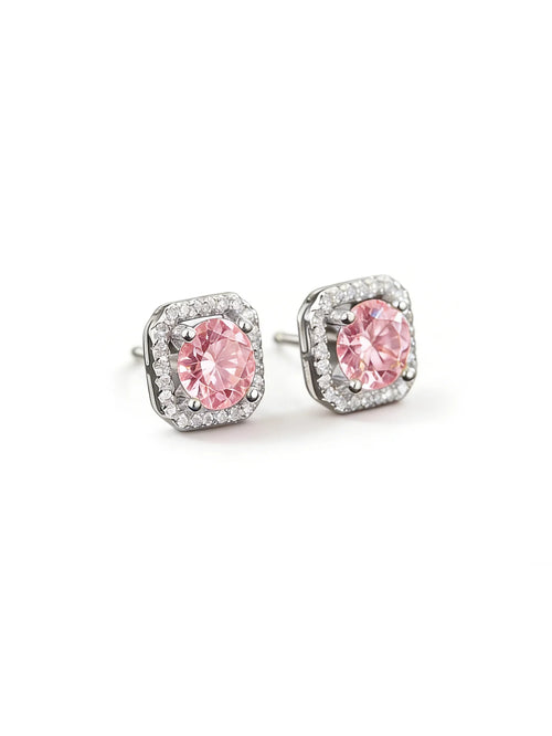 S925 Sterling Silver Moissanite Square Pave Stud Earrings Radiant