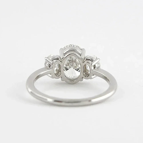 3-Stone Oval Cut Diamond Wedding Ring for Women 925 Silver Fine Jewelry