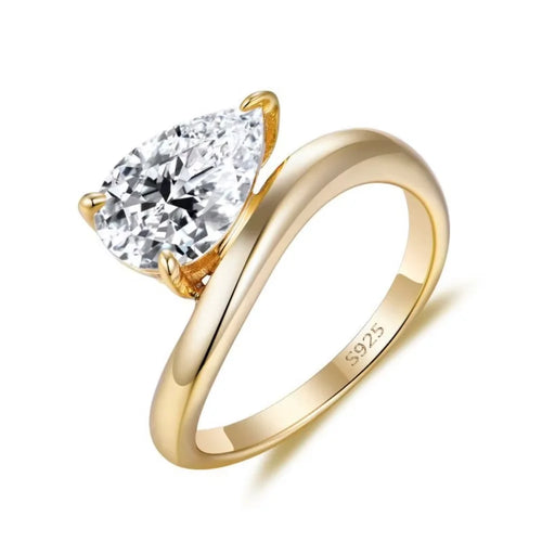 925 Sterling Silver Certified Ring 3ct Pear Cut D VVS1 Diamond Jewelry