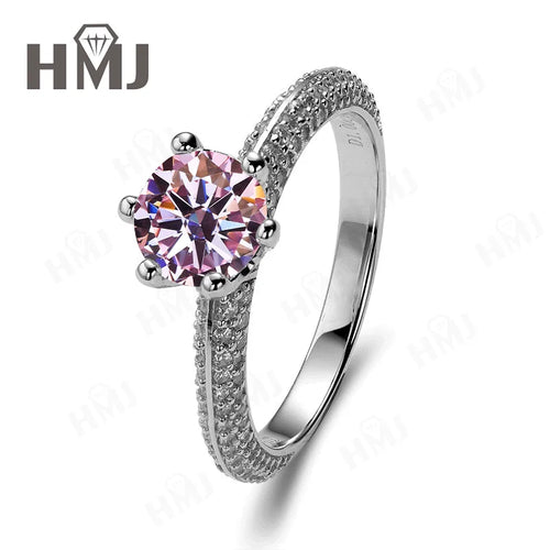 Moissanite Wedding Ring Round Brilliant Cut 925 Silver Engagement Ring Sparkling Bridal Jewelry for Women Christmas and Easter