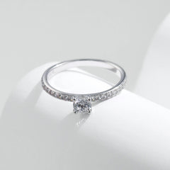 Moissanite Ring Delicate Square 925 Sterling Silver Lab Diamond Ring For Women Round cut