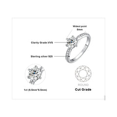 0.5ct 1ct 1.5ct 2ct 3ct Round S925 Sterling Silver Wedding Engagement Ring