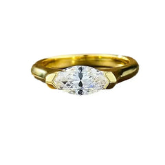 14K Gold Marquise Moissanite Diamond Ring Sterling Silver Party Wedding Band