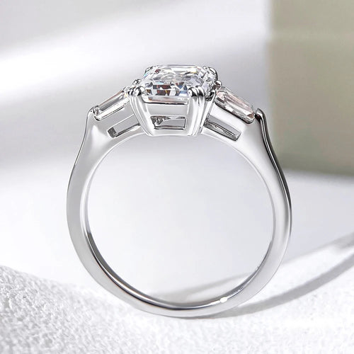 1-4 Carat Emerald Cut Moissanite Rings for Women