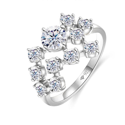 18K Real Engagement Wedding Rings For Women Fine Jewelry
