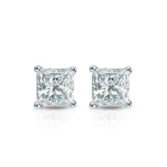Princess Cut Moissanite VVS D Stud Earrings 925 Sterling Silver