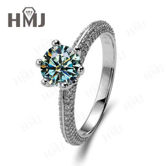 Moissanite Wedding Ring Round Brilliant Cut 925 Silver Engagement Ring Sparkling Bridal Jewelry for Women Christmas and Easter