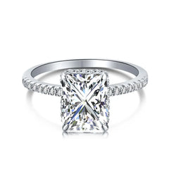 Radiant Cut Moissanite Diamond Ring 100% Real 925 sterling Silver Engagement Wedding .