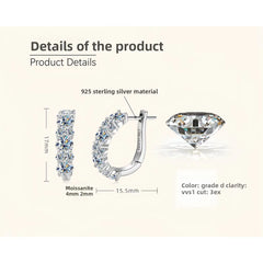 2.76Cttw Moissanite Lab Diamond Hoops Earrings