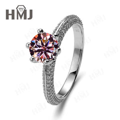 Moissanite Wedding Ring Round Brilliant Cut 925 Silver Engagement Ring Sparkling Bridal Jewelry for Women Christmas and Easter