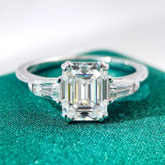 1-4 Carat Emerald Cut Moissanite Rings for Women