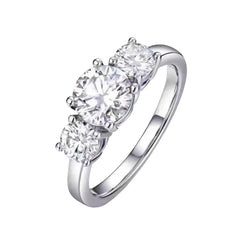 4 Carat Moissanite PT950 Platinum Three-Stone Women's  round Ring