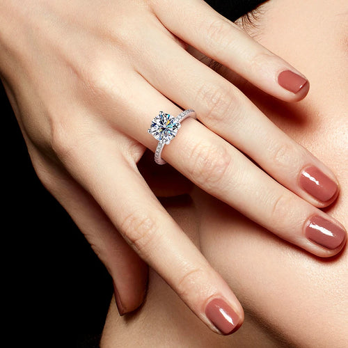 3ct Round Moissanite Ring 18K White Gold Plated
