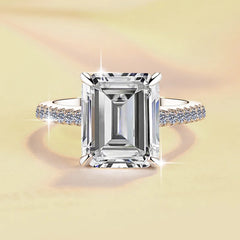 Emerald Cut PT950 Platinum 5CT Moissanite Ring Women's Luxury