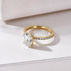 18K Gold Plated S925 Silver Women oval  Wedding Engagement Jewelry