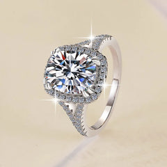 Moissanite 4 Carat PT950 Platinum Cushion-Cut Women's Ring